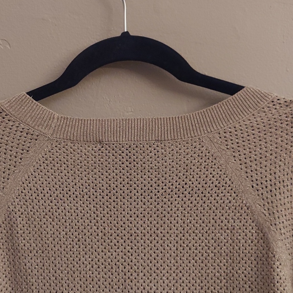 NEW INC INTERNATIONAL CONCEPTS L Tan Metallic Split Long Sleeve Knit Sweater - Picture 12 of 16